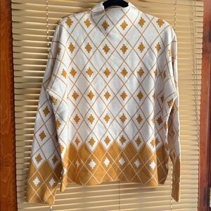 Rachel Zoe Cream and Mustard Knit Sweater
